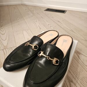 Browns Black Leather Mule Backless Loafer